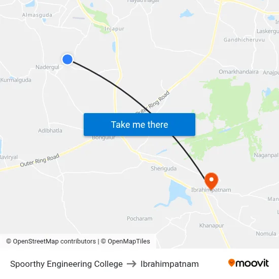 Spoorthy Engineering College to Ibrahimpatnam map
