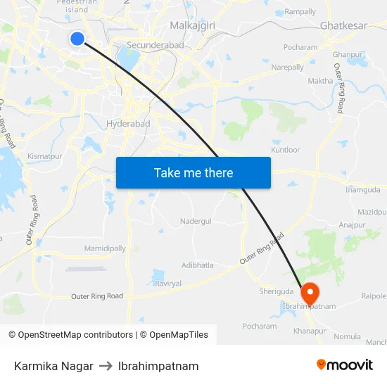 Karmika Nagar to Ibrahimpatnam map