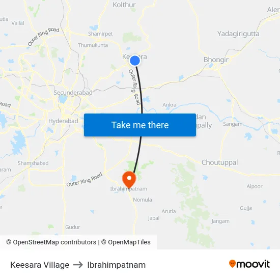Keesara Village to Ibrahimpatnam map