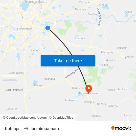 Kothapet to Ibrahimpatnam map
