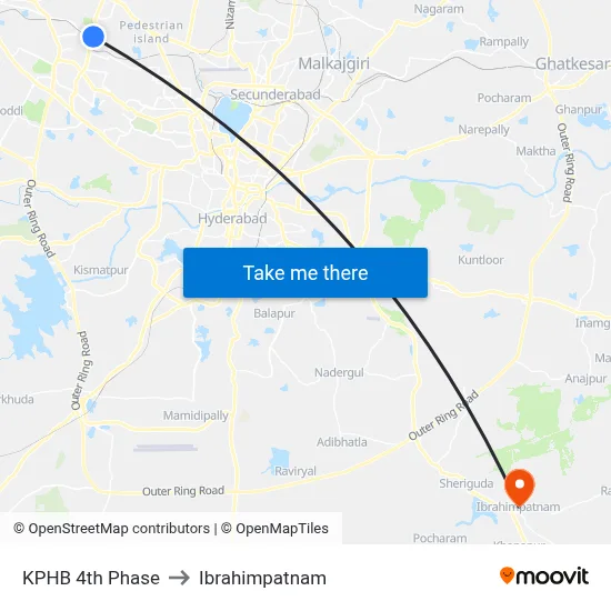 KPHB 4th Phase to Ibrahimpatnam map