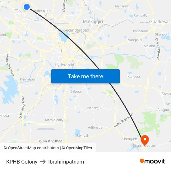 KPHB Colony to Ibrahimpatnam map