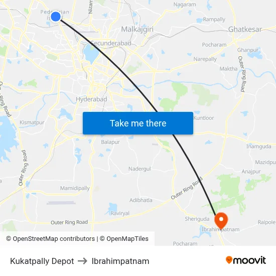 Kukatpally Depot to Ibrahimpatnam map