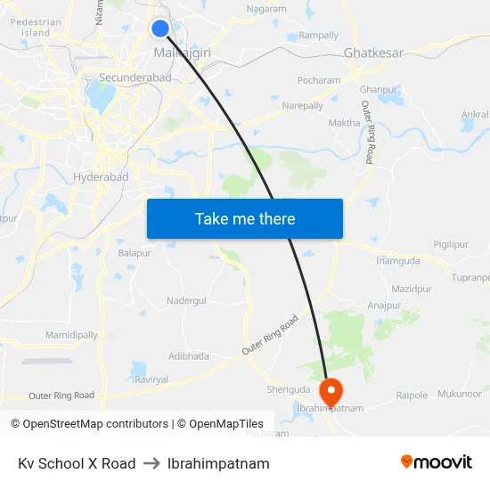Kv School X Road to Ibrahimpatnam map