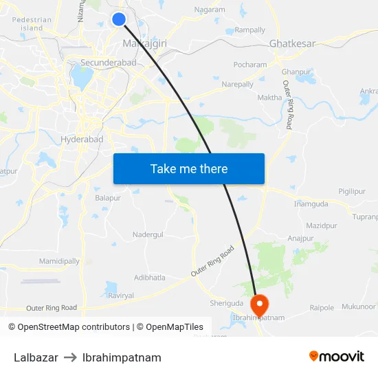Lalbazar to Ibrahimpatnam map
