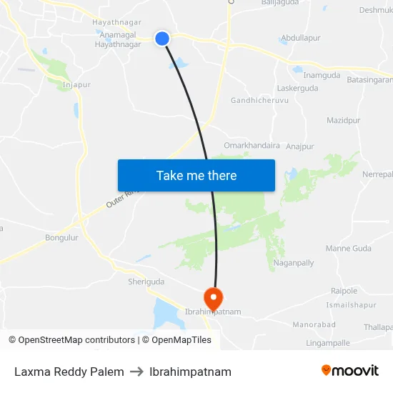 Laxma Reddy Palem to Ibrahimpatnam map
