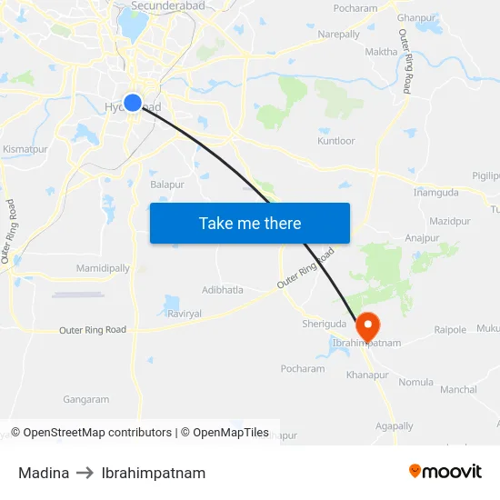 Madina to Ibrahimpatnam map
