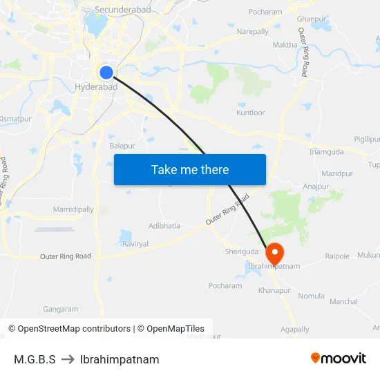 M.G.B.S to Ibrahimpatnam map