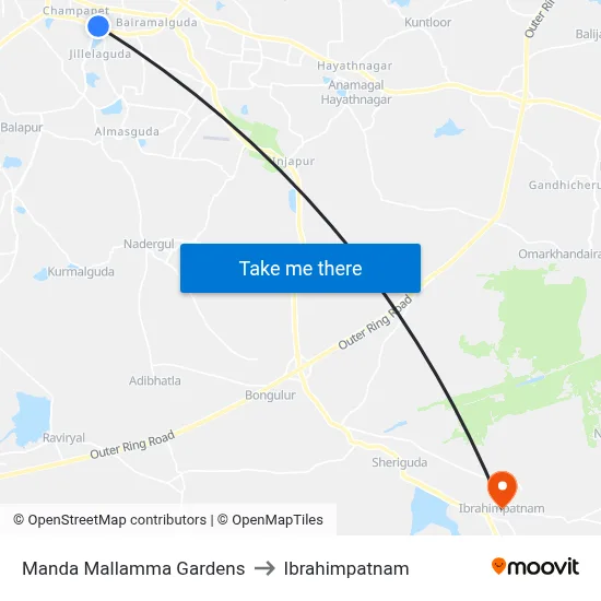 Manda Mallamma Gardens to Ibrahimpatnam map