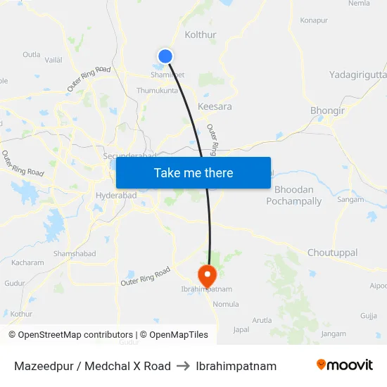 Mazeedpur / Medchal X Road to Ibrahimpatnam map