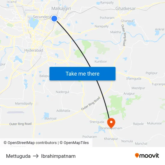 Mettuguda to Ibrahimpatnam map