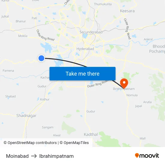 Moinabad to Ibrahimpatnam map