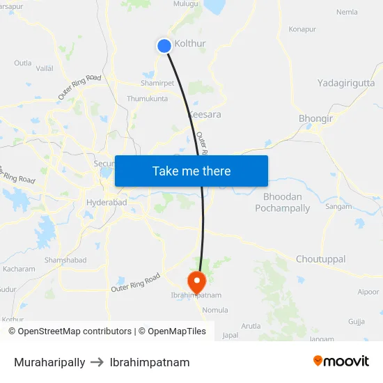 Muraharipally to Ibrahimpatnam map