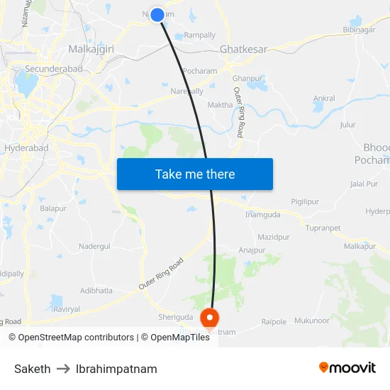 Saketh to Ibrahimpatnam map