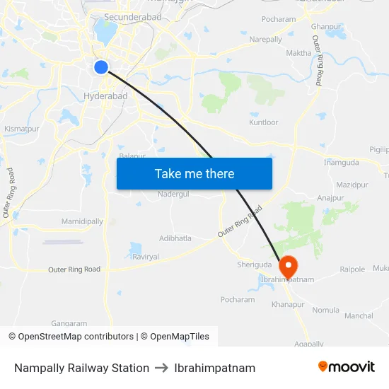 Nampally Railway Station to Ibrahimpatnam map