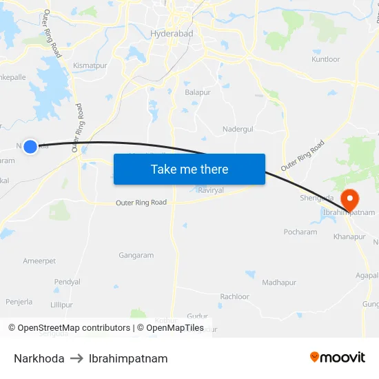 Narkhoda to Ibrahimpatnam map