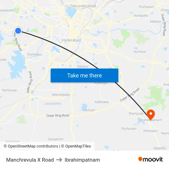 Manchrevula X Road to Ibrahimpatnam map