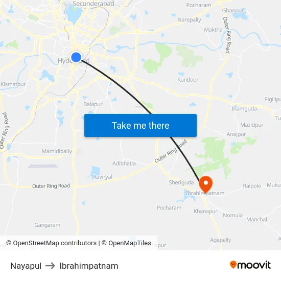 Nayapul to Ibrahimpatnam map