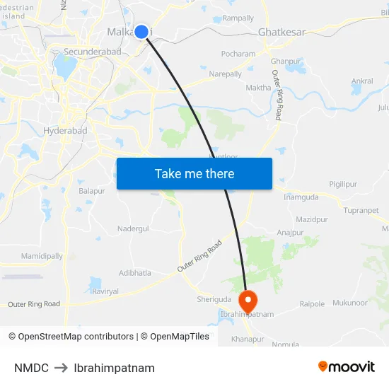 NMDC to Ibrahimpatnam map