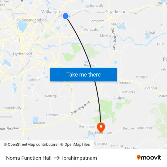 Noma Function Hall to Ibrahimpatnam map