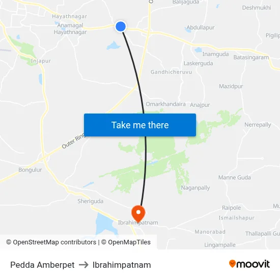 Pedda Amberpet to Ibrahimpatnam map