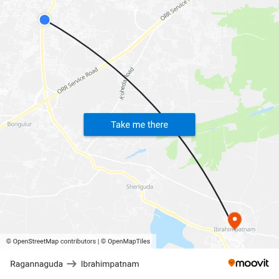 Ragannaguda to Ibrahimpatnam map