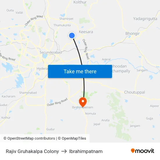 Rajiv Gruhakalpa Colony to Ibrahimpatnam map
