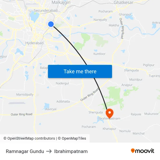 Ramnagar Gundu to Ibrahimpatnam map