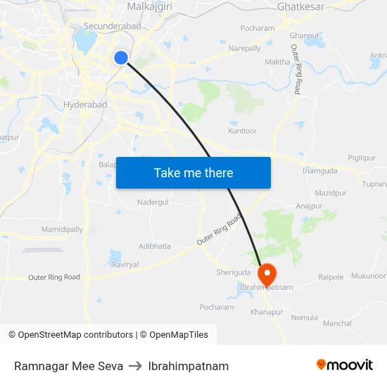 Ramnagar Mee Seva to Ibrahimpatnam map