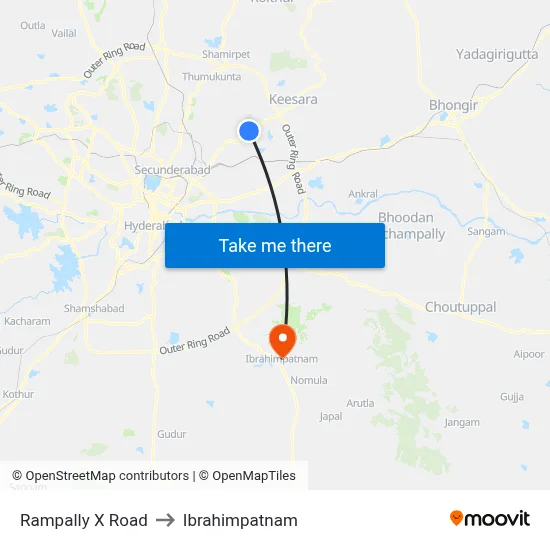 Rampally X Road to Ibrahimpatnam map