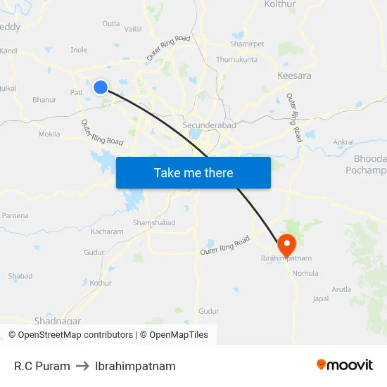 R.C Puram to Ibrahimpatnam map