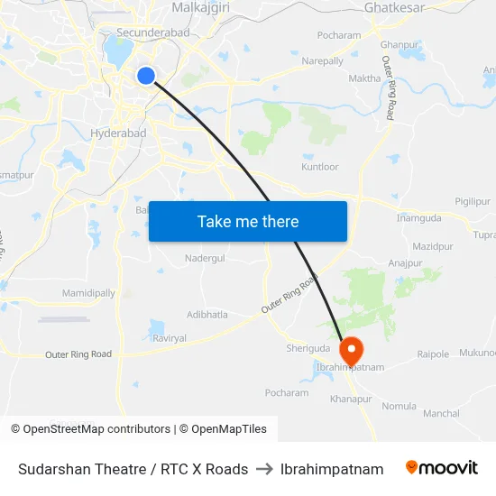 Sudarshan Theatre / RTC X Roads to Ibrahimpatnam map