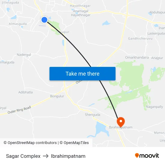 Sagar Complex to Ibrahimpatnam map