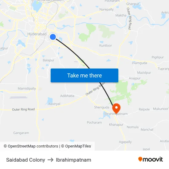 Saidabad Colony to Ibrahimpatnam map