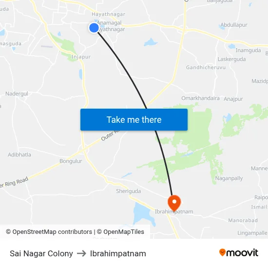 Sai Nagar Colony to Ibrahimpatnam map
