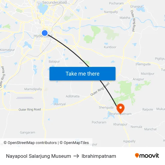 Nayapool Salarjung Museum to Ibrahimpatnam map