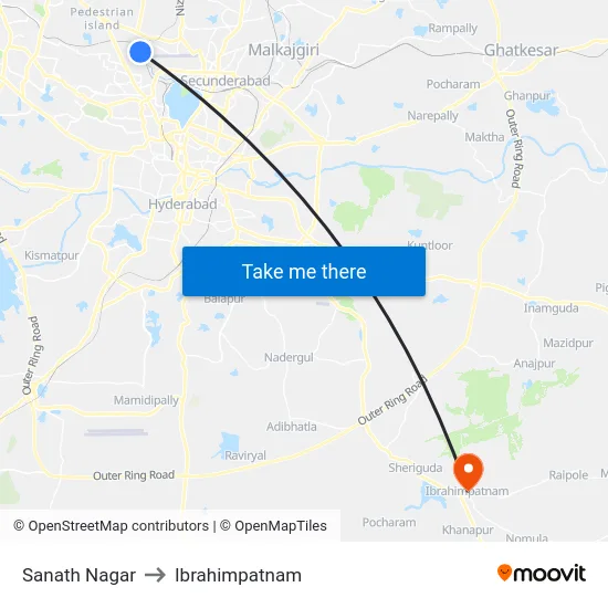 Sanath Nagar to Ibrahimpatnam map