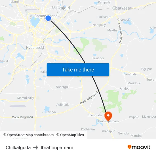 Chilkalguda to Ibrahimpatnam map