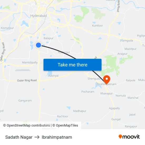 Sadath Nagar to Ibrahimpatnam map