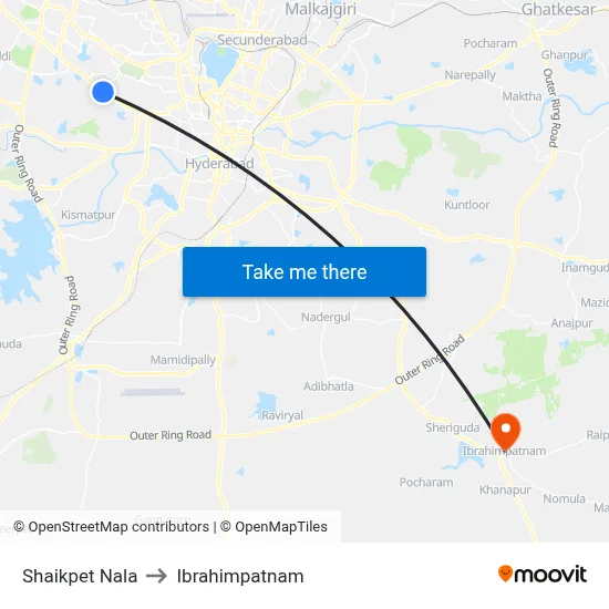 Shaikpet Nala to Ibrahimpatnam map