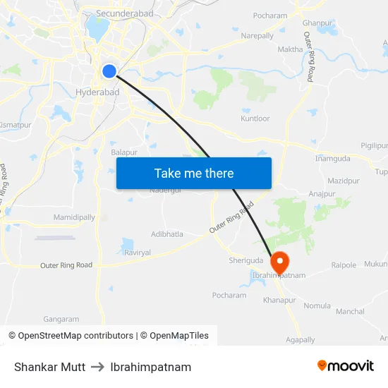 Shankar Mutt to Ibrahimpatnam map