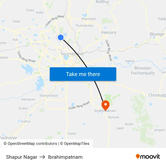 Shapur Nagar to Ibrahimpatnam map