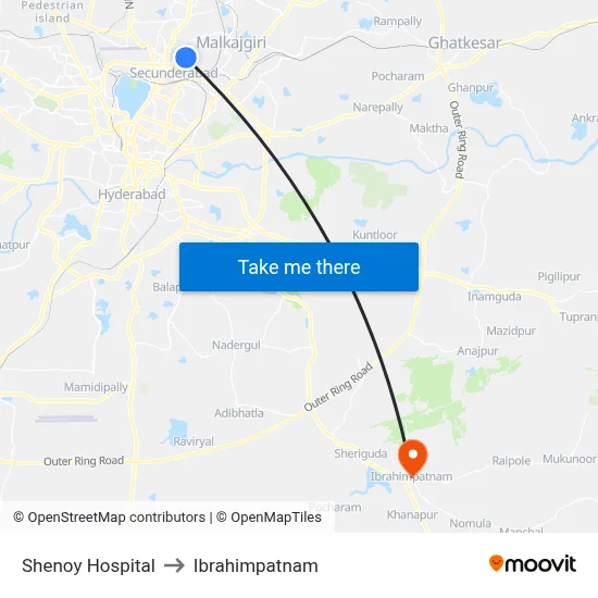 Shenoy Hospital to Ibrahimpatnam map