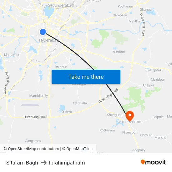 Sitaram Bagh to Ibrahimpatnam map