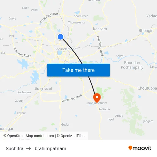 Suchitra to Ibrahimpatnam map