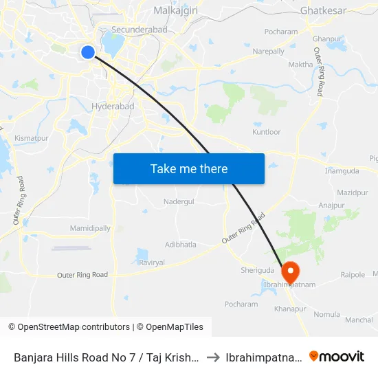 Banjara Hills Road No 7 / Taj Krishna to Ibrahimpatnam map