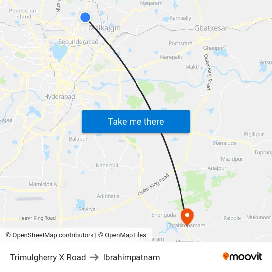 Trimulgherry X Road to Ibrahimpatnam map