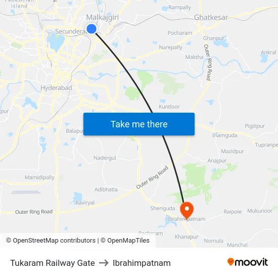 Tukaram Railway Gate to Ibrahimpatnam map