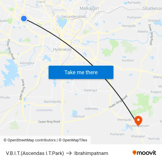 V.B.I.T.(Ascendas I.T.Park) to Ibrahimpatnam map
