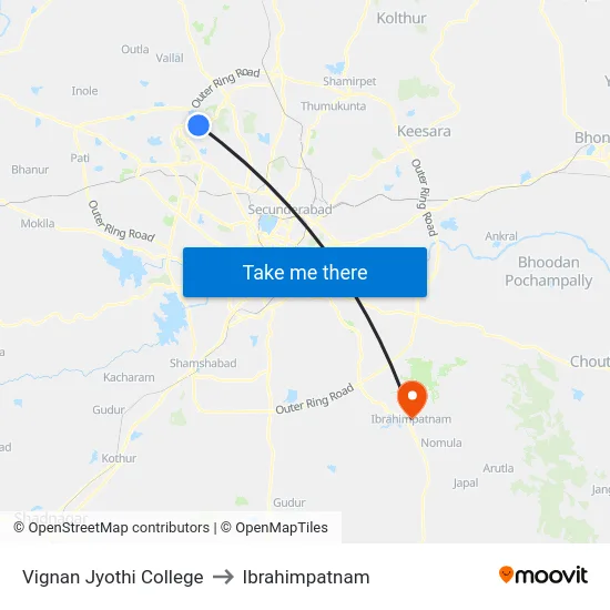 Vignan Jyothi College to Ibrahimpatnam map